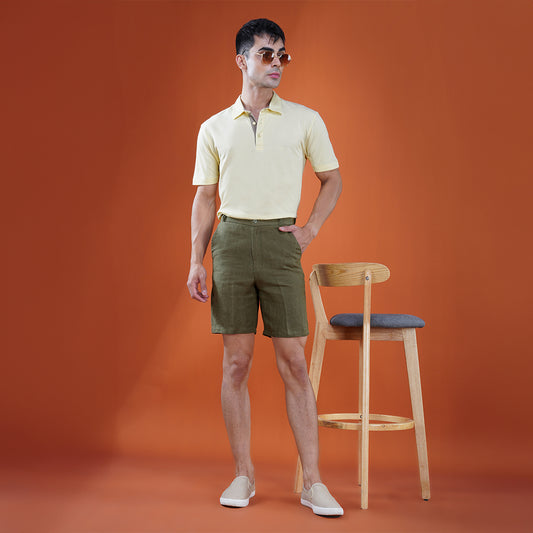 Olive Linen Shorts