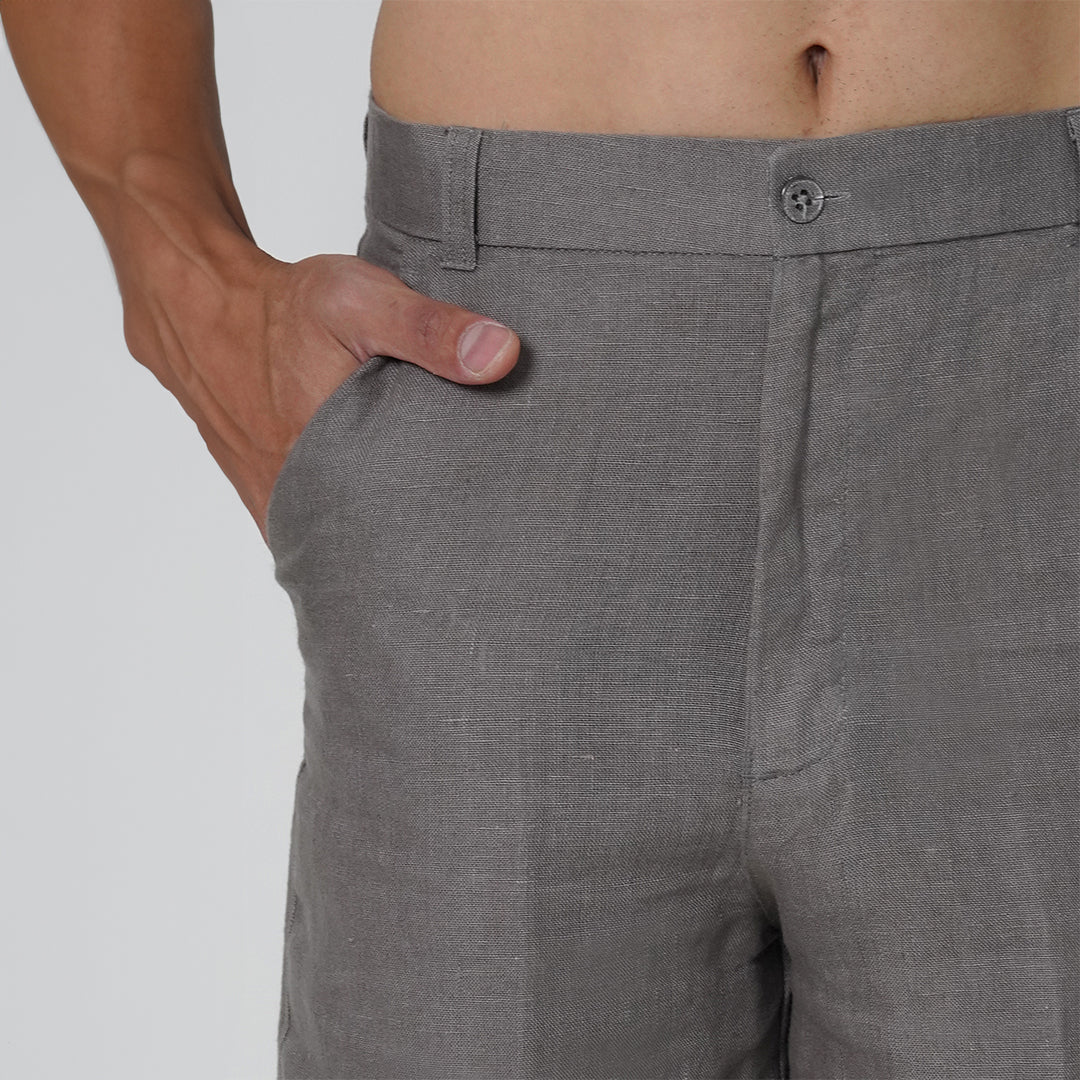 Grey Linen Shorts